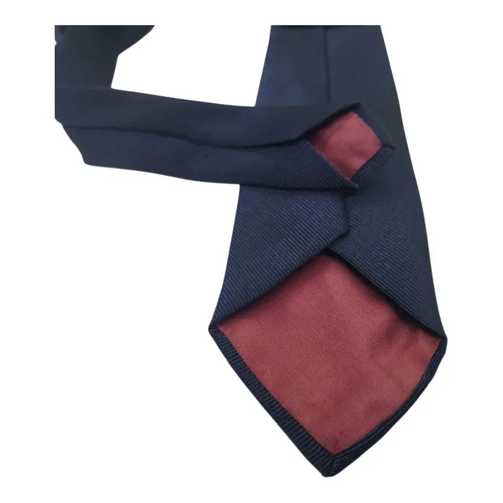 Vintage Sears Men's Store Mens Tie Navy Blue Solid Woven Classic Necktie